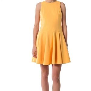 Tibi orange ponte sleeveless fit and flare dress